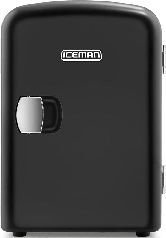 Chefman-iceman Mini nevera portátil Personal negra, se refresca o calienta y proporciona un almacenamiento compacto para el cuidado de la piel,