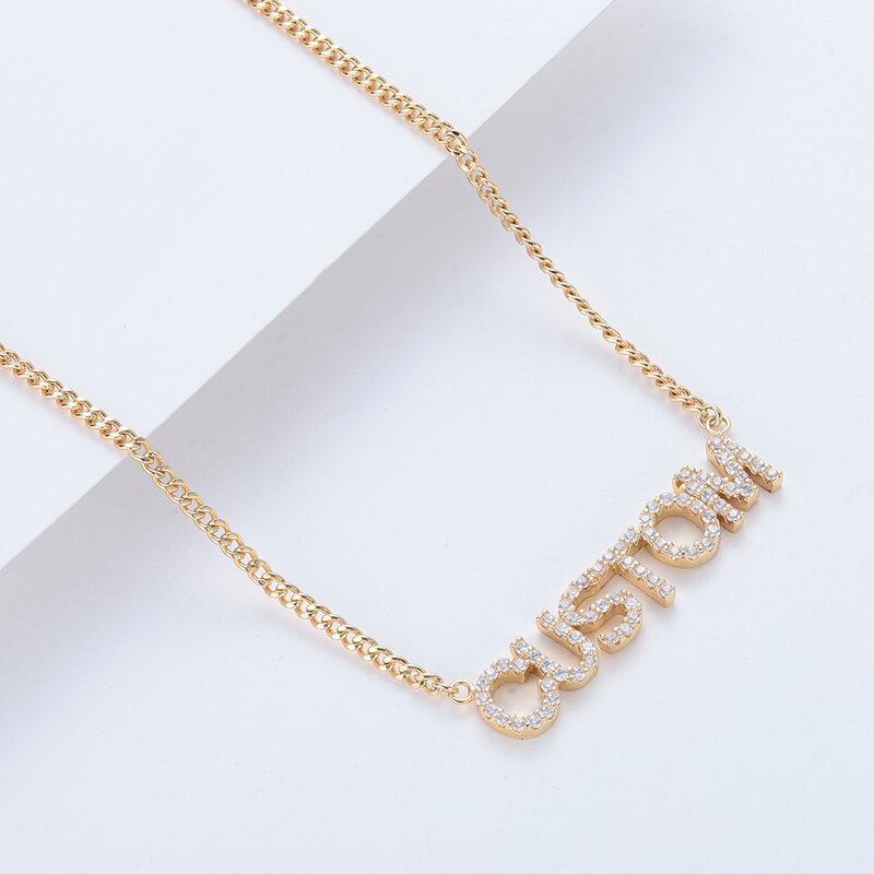 Cadena cubana personalizada de Instagram, collar con nombre y letras de circón de 9mm, exquisito collar, regalo del Día de San Valentín, selección brillante