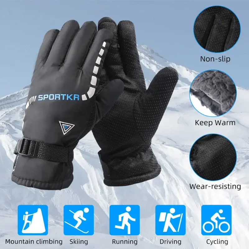 Guanti da ciclismo per moto invernali guanti da sci impermeabili addensati più guanti sportivi caldi in velluto per escursioni in equitazione all'aperto