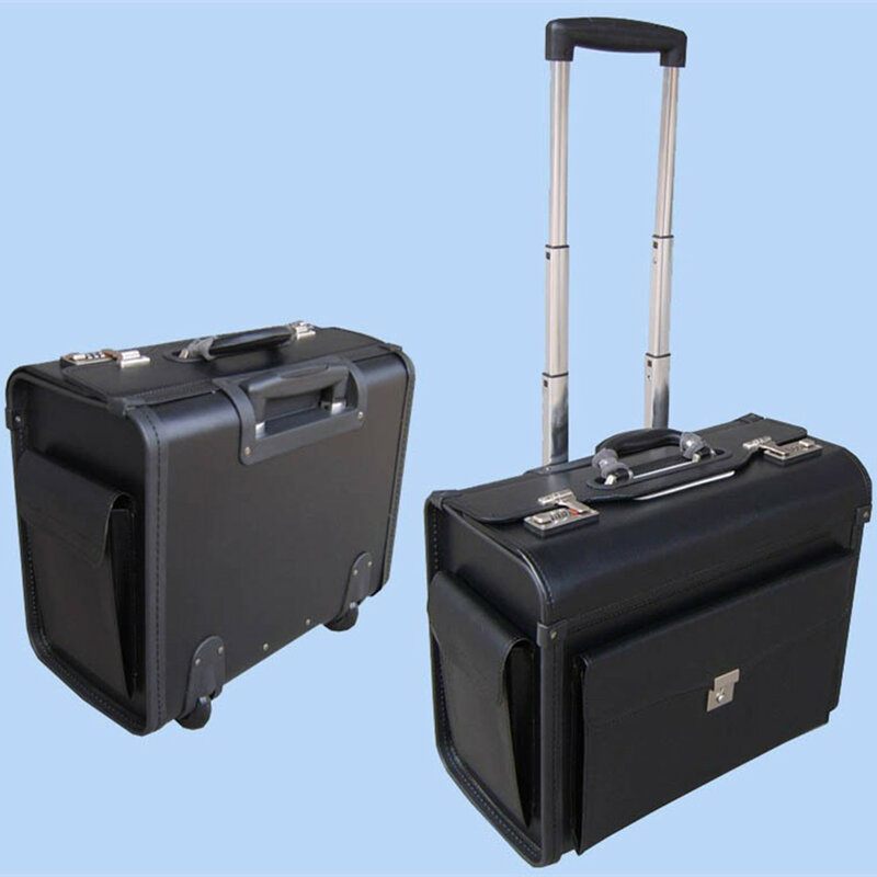 Zakelijke Koffer 2 Wiel Trolley Case 18Inch Pu Boarding Flight Box Laptop Tablet Computer Opbergtas Bagage Wachtwoord Handtas