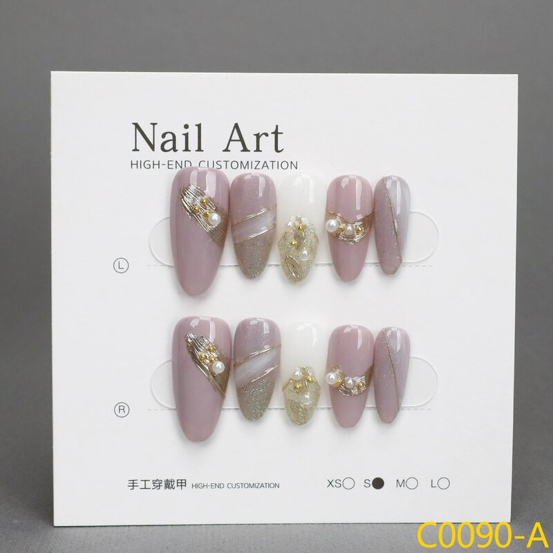 Large  Size 10pcs removeable handmade press on nails stick-on nails fake nails nail art false nails nail glitter f nail patch