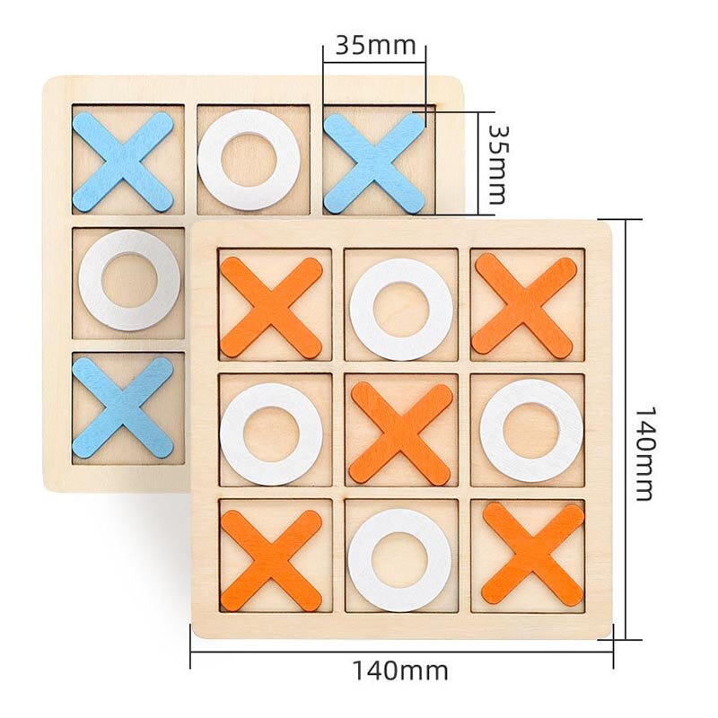 Parent-Child Interaction Wooden Board Game XO Tic Tac Toe Chess Funny Developing Intelligent Educational Toy Puzzles