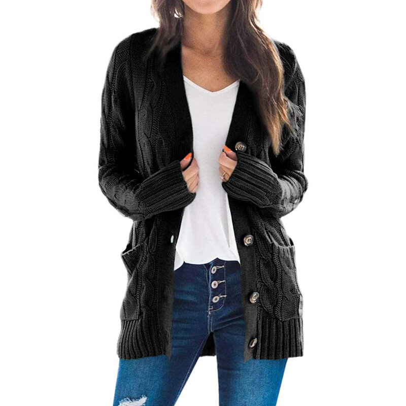 VOLALO 여성용 니트 스웨터, 긴 소매 단추 가디건, 캐주얼 코트, 가을, 2024