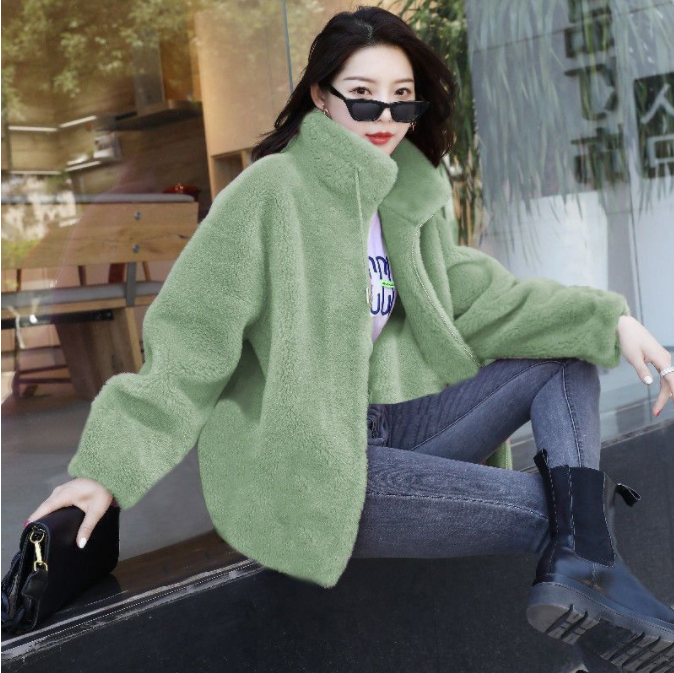 2023 Winter Stand Collar Two Sided Velvet Thick Warm Faux Fur Coat Ladies Casual Fashion All-match Outwear Women Cardigan Jacket