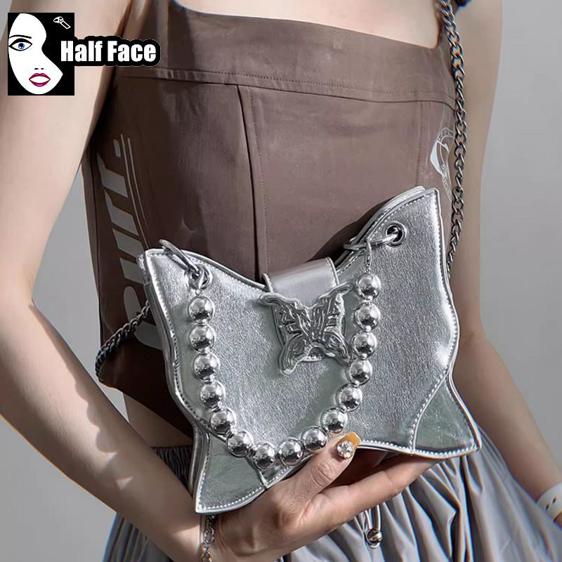Женская универсальная сумка Y2K в стиле Харадзюку, готическая Черная сумочка-бабочка на одно плечо в стиле панк, сумка-тоут через плечо в стиле «лолита»