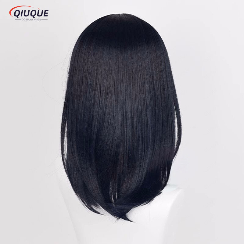 Высококачественный парик для косплея Shimizu Kiyoko, 46 см, черный, синий, термостойкий синтетический парик из искусственных волос аниме с шапочкой