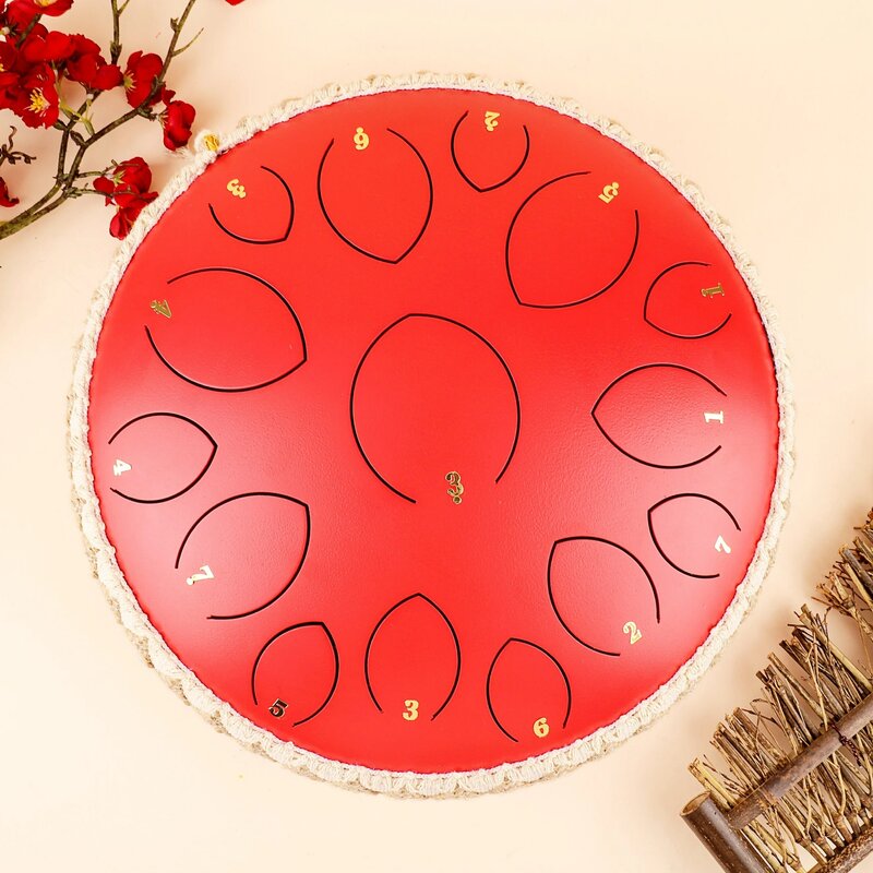 Fábrica oferecer o tamanho grande design 14 polegadas (35 cm) 15 língua hank vermelho tambor D chave tambor ameno tambor de aço língua