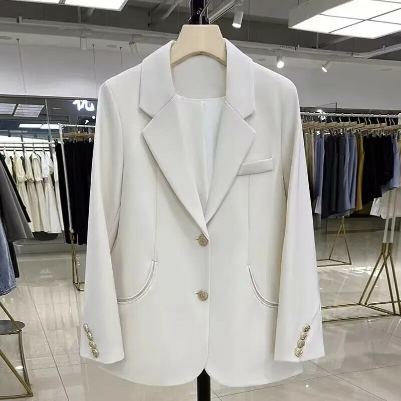 Mode mittellange Anzug jacke Damen Blazer 2024 neue Frühling Herbst einreihige Schnalle Anzug Top High-End-Mantel Casaco Feminino