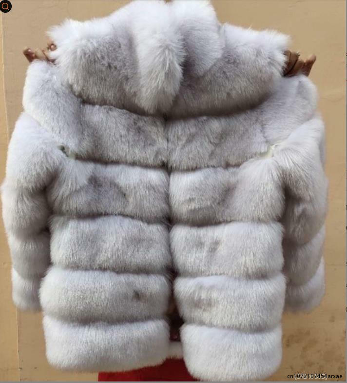 Abrigo de piel sintética para mujer, Chaqueta larga de zorro verde, cálida, a la moda, novedad de invierno, 2023
