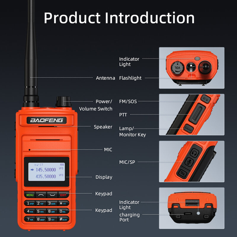 P15UV BAOFENG Portable Walkie Talkie BF-P15UV Two Way Radios 10W 999CH Dual Band CB Radio Comunicador FM Handheld Transceiver