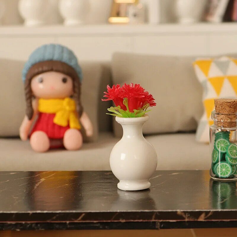 1/12 Puppenhaus Miniatur Blumenvase Modell Puppenhaus simuliert Blumen Home Decoration Puppen Haus Zubehör