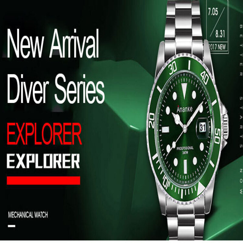 Men's Green Water Ghost Style Quartz Watch Night Glow Waterproof Non Mechanical Quartz Watch
