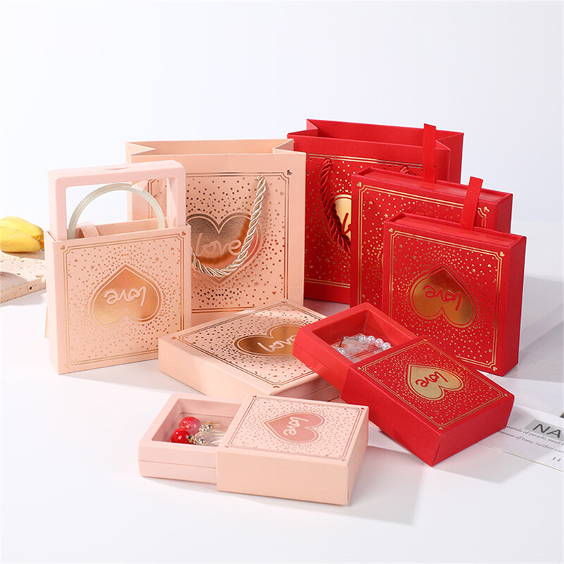 Walentynki biżuteria miłosna pudełeczko gałka szuflady etui z pierścieniem kolczyki bransoletka naszyjnik Organizer prezent karton