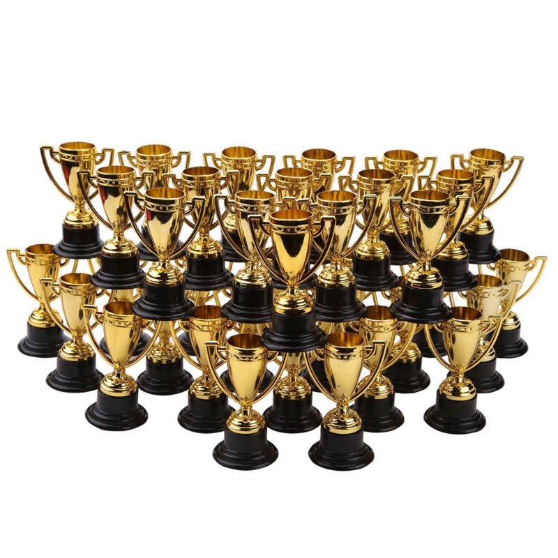 Plástico ouro troféu copos troféu, mini prêmios infantis, sala de aula, escola recompensas esportes, 40pcs