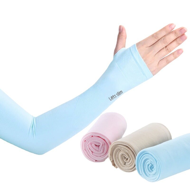Mangas de brazo de protección solar de seda de hielo Unisex, cubierta de codo al aire libre, ciclismo, correr, pesca, conducción, Mangas de brazo Anti-UV frescas