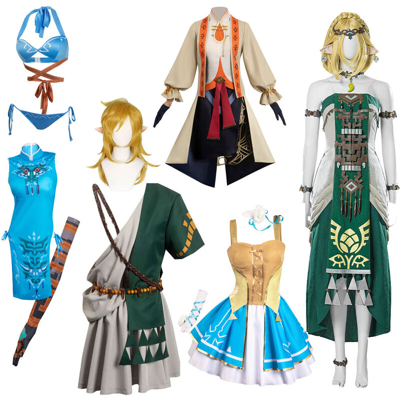Traje de Cosplay de Tears of the Kingdom Link para hombres, peluca de la leyenda, trajes de fantasía, traje de fiesta de Carnaval de Halloween