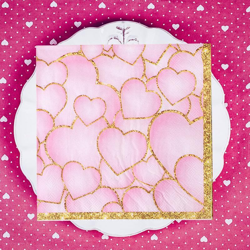 Valentine's Day Cocktail Napkins 20pcs Holiday Birthday Dinner Hand Towel Plate Napkins Party Favors For Family Gatherings