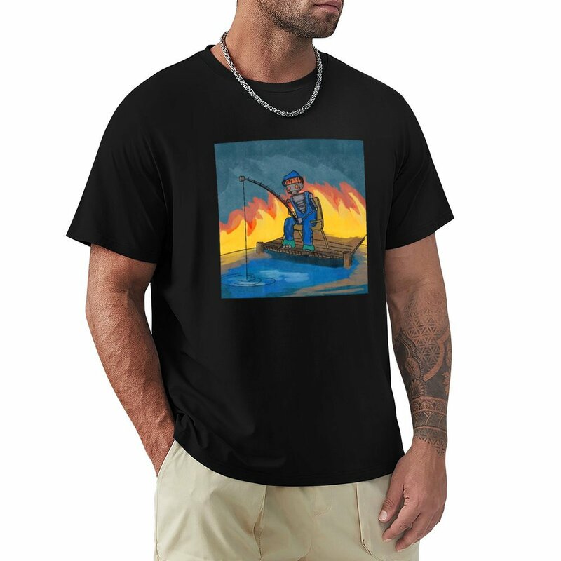 T-shirt de pêche pour hommes, vêtements mignons, chemisier ajusté, mode