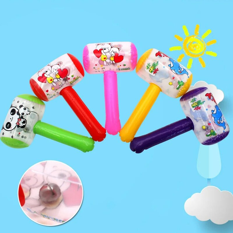 Martelo inflável com sino para crianças, jogo de interação, padrão dos desenhos animados, brinquedo seguro, apresenta acessórios, brinquedos, cor aleatória