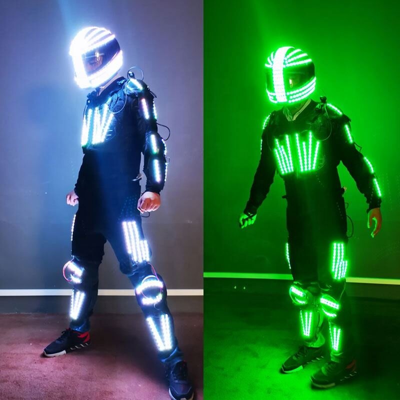 2023 New Arrival full colors luminous led costume adult custom robot Remote Control led robot costume