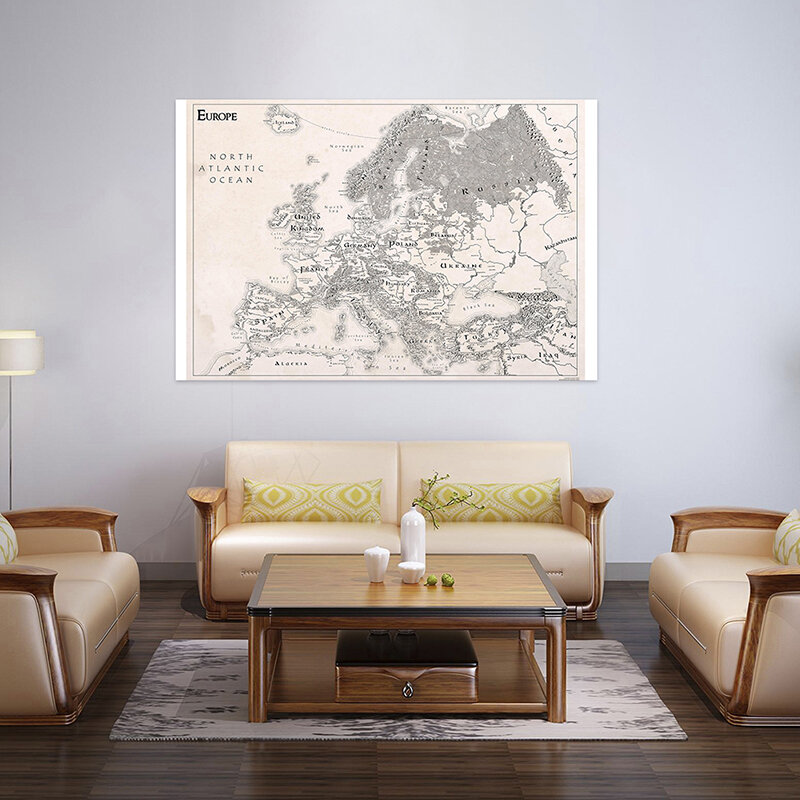 Mapa Europeo de tela no tejida Retro para niños, mapa sin olor para educación Cultural, material escolar para decoración de carteles, 120x80cm