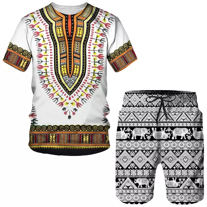 La più recente tuta da uomo con stampa africana t-shirt da uomo da donna imposta Africa Dashiki Vintage top Sport e tempo libero vestito maschile estivo