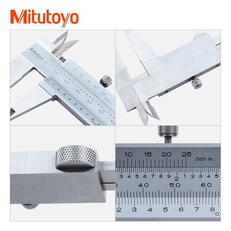 Mitutoyo測定スケールゲージキャリパー、ステンレス鋼ツール、6 "、0-150mm、200mm、300mm、0.02mm、001in、530-104