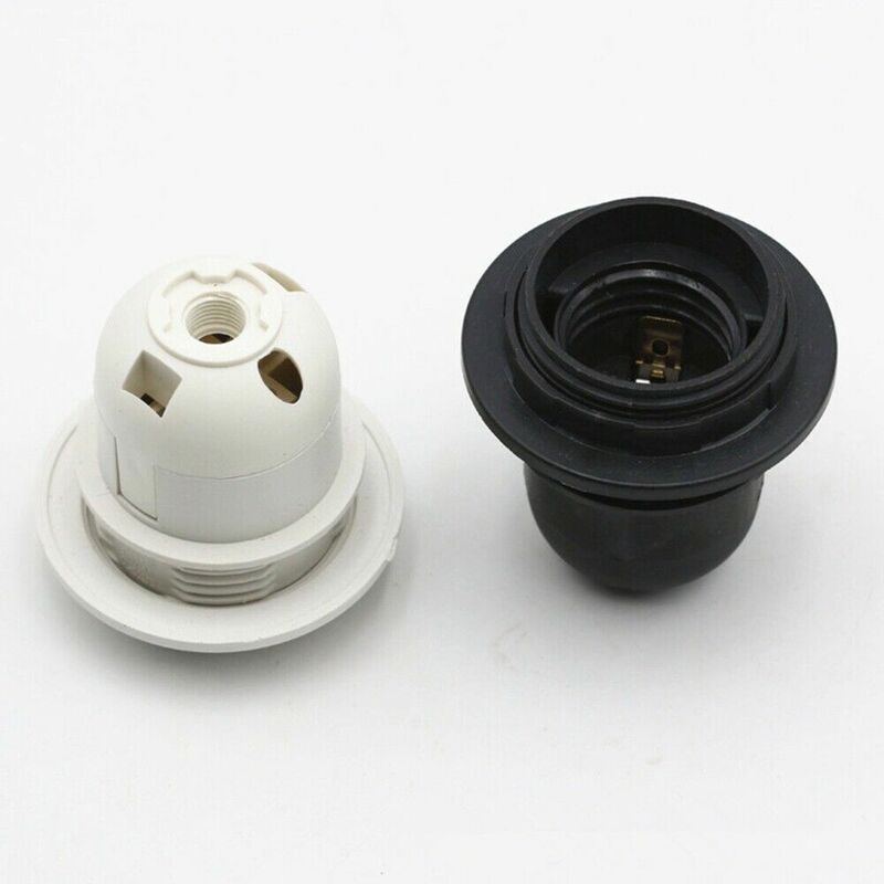 250V 4A E27 Light Bulb Base Plastic Full Screw Lamp Holder Pendant Socket Lampshade Ring for E27 Light Bulb White Black 1PC