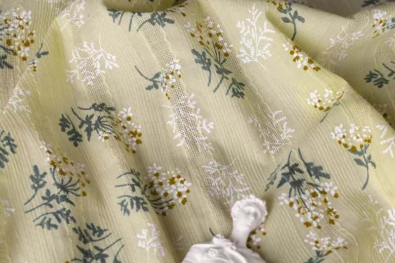 ผ้าคอตตอนปักผ้าแจ็คการ์ดพิมพ์ลายญี่ปุ่นกระโปรงชุดเดรสเดซี่สำหรับตัดเย็บต่อ DIY