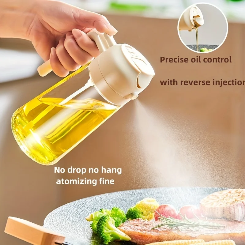 Spray per olio da cucina a doppio scopo può olio a tenuta stagna può flacone spray in vetro da cucina per uso domestico