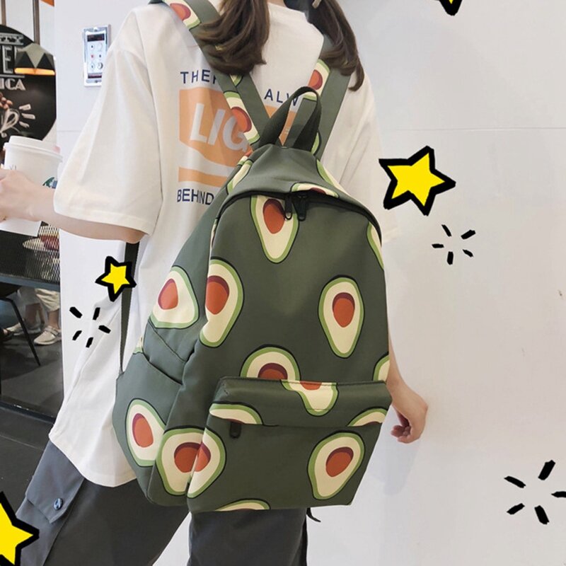 Niedlicher Rucksack Mode Nylon Obst druck Rucksack Frauen große Kapazität Schul rucksack