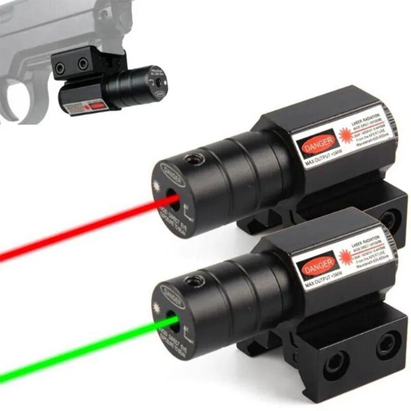 Teleskop penglihatan Laser titik hijau merah taktis, 11mm 20mm dapat diatur, Pistol Airsoft Laser dengan baterai