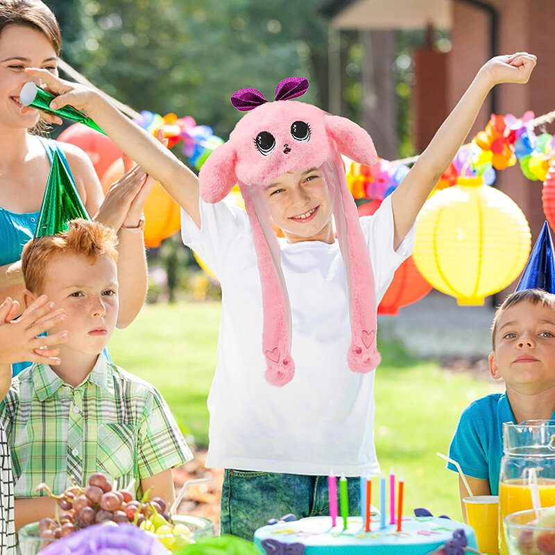 大人と子供のためのピンクの人形の耳の帽子,ジャンプスーツ,楽しいキャップ,パーティードレス