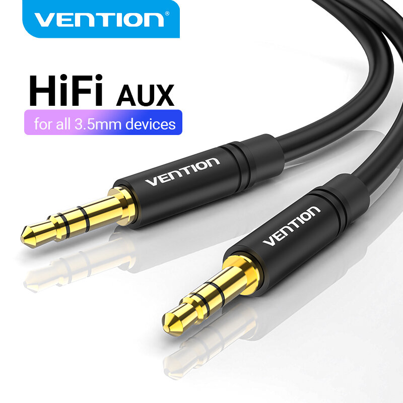 Vention-Cable auxiliar macho a macho para auriculares, Conector de Audio de 3,5mm para JBL, Xiaomi, Oneplus, altavoz, Cable auxiliar para coche