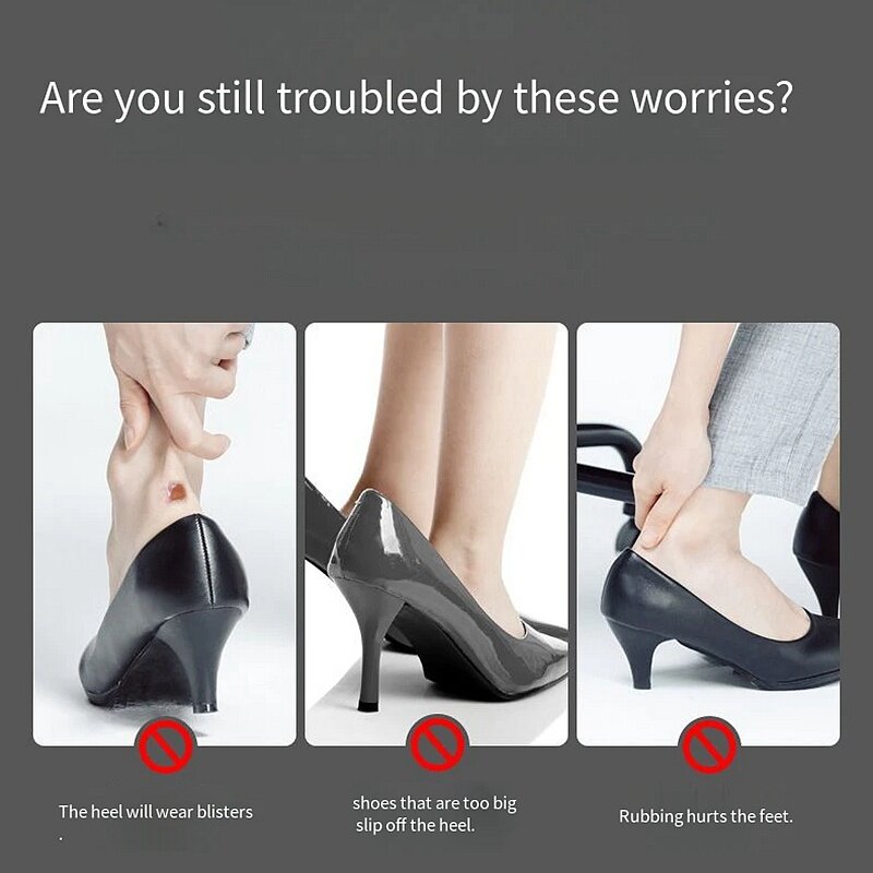 GEL 힐 프로텍터 여성용 실리콘 쿠션 발 관리 제품, 하이힐용 미끄럼 방지 신발 패드, 크기 조절 가능한 깔창, 1 쌍