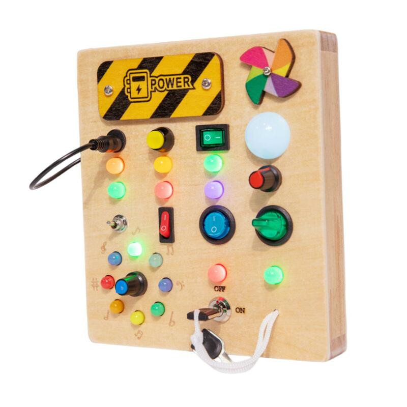 Lights Switch Busy Board Montessori Toy Cognition Game Travel Toy Basic Motor Skills for Boys Girls Toddlers Birthday Gifts