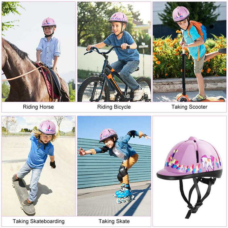 หมวกกันน็อคขี่ม้าแบบปรับได้ใหม่หมวกกันน็อคครึ่งใบสำหรับเด็กป้องกันขนาด48-54ซม. ทนทานระบายอากาศได้ดี