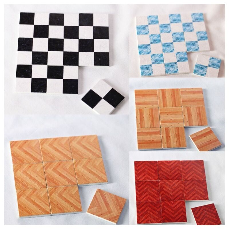 9pcs/set Square 1:6/1:12 Doll House Furniture DIY Pretend Play DollHouse Wooden Floor Wood Block Doll House Accessories