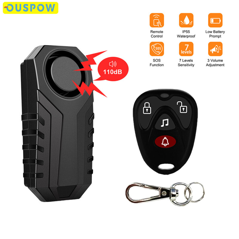 Ouspow alarma impermeable para motocicleta, Sensor de alarma de advertencia antipérdida inalámbrico con Control remoto, protección de seguridad, 113dB