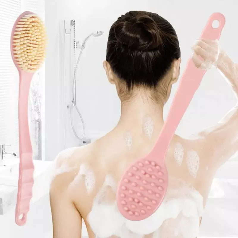 Soft Body Scrubber doccia scrub esfoliante manico lungo spazzola da bagno esfoliante massaggiatore per la pelle spazzola per la pulizia accessori per il bagno