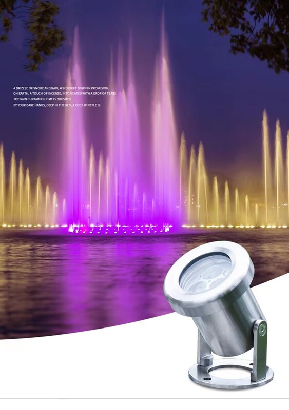 Luz led subacuática para fuente, 3W, 6W, flash impermeable IP68 para iluminación de jardín de acero inoxidable IP68, 12V