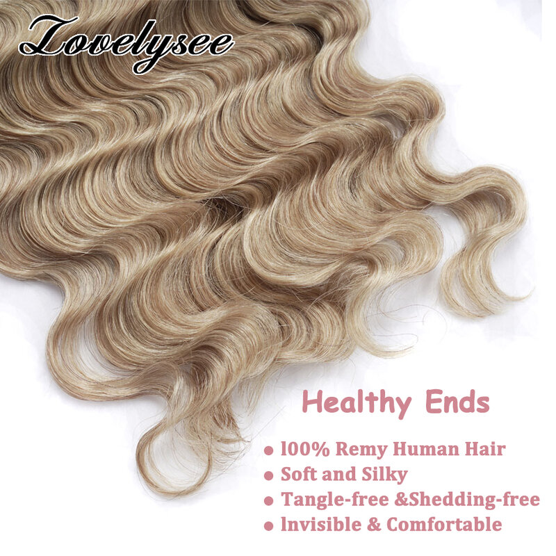 50 Grams Deep Wave Human Hair Weft 100% Brazilian Remy Hair Extensions Ombre Blonde Color Real Human Hair Double Weft for Women