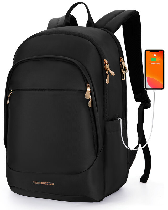 กระเป๋าเป้ใส่แล็ปท็อปสำหรับผู้หญิงกันขโมยขนาด15.6นิ้วพร้อมช่องชาร์จ USB กันน้ำกระเป๋าใส่หนังสือสำหรับนักศึกษา