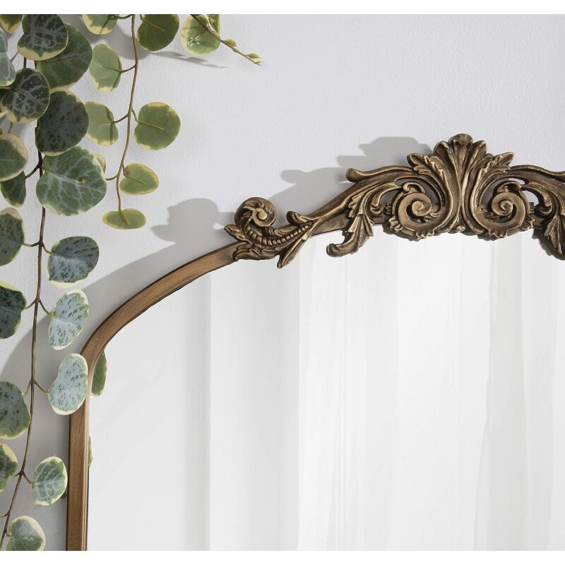 Kate and Laurel Arendahl Traditional Arch Mirror, 24 x 36, Antique Gold, Baroque Inspired Wall Decor