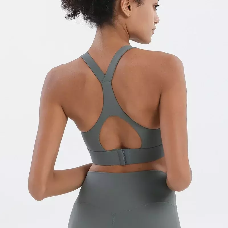 Double-sided sanding cross back buckle shockproof yoga bra fitness vest sports bra