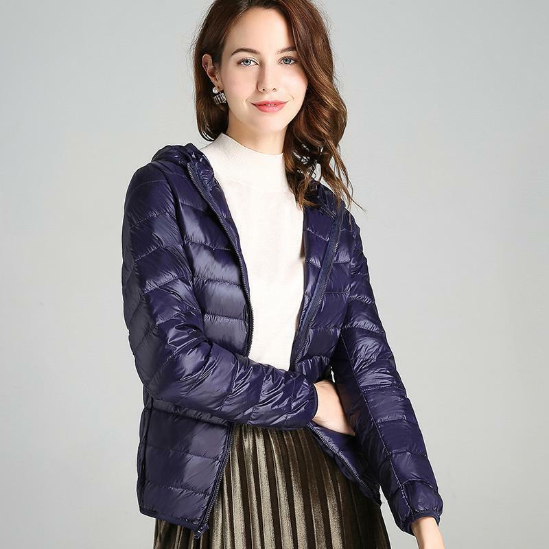 여성용 경량 다운 재킷, 겨울 따뜻한 통근자, 다목적 멀티 컬러 지퍼 후드 코트, 패션