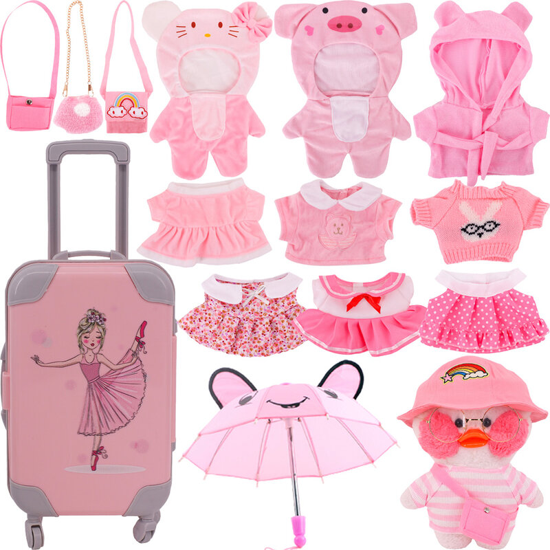 Kawaii Pink Duck Clothes for Children, Suitcase Skirt, 30cm, Plush Stuffed Toy, Acessórios para Animais, Presentes