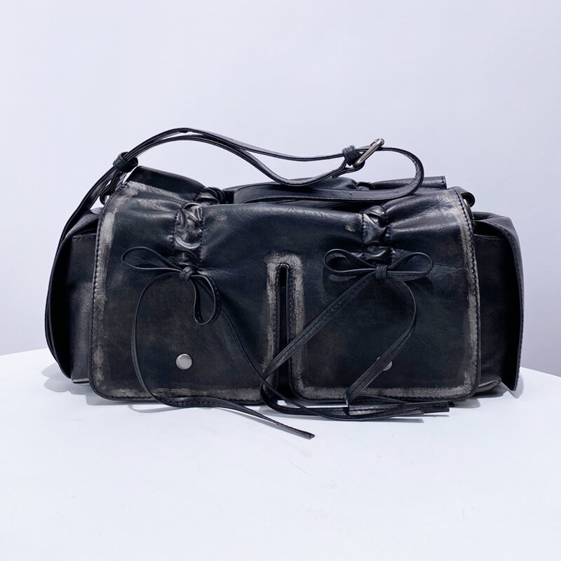 حقيبة مربعة بفيونكة برباط للنساء ، حقيبة يد أنيقة ، محفظة عتيقة ، مطوي ، سعة كبيرة ، كتف ، كروس بودي ، جديدة ،