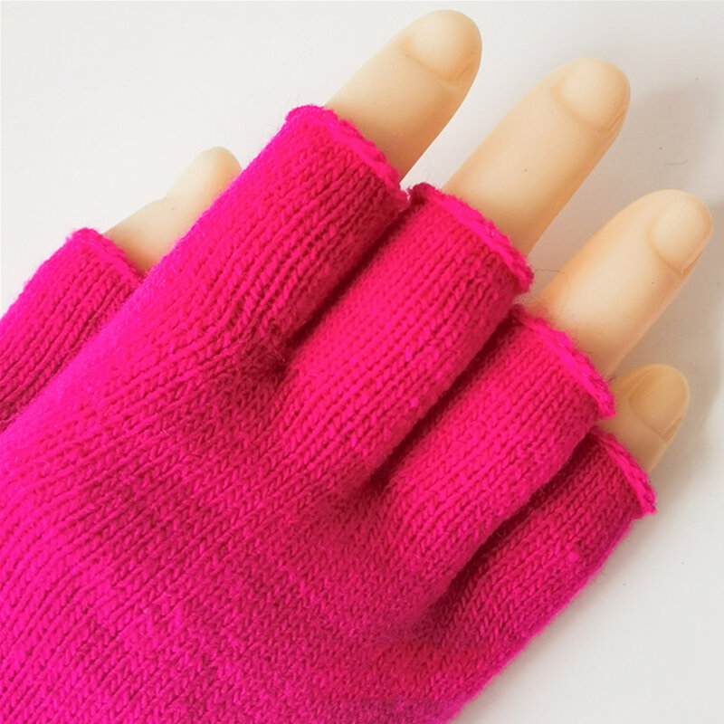Cashmere malha meio dedo luvas, luvas quentes, algodão, pulso, mantendo mais quente, acessório do presente, moda inverno