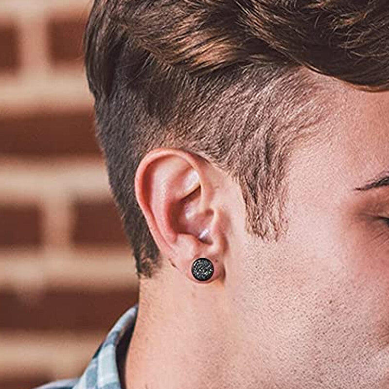 WKOUD Punk Mens Strong Magnet Magnetic Ear Stud Set orecchini pendenti Non penetranti orecchini finti regalo per gioielli amante del fidanzato